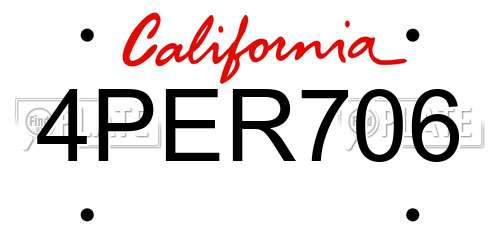 4PER706 California License Plate