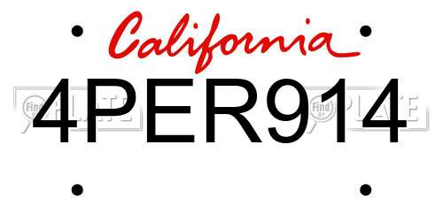 4PER914 California License Plate