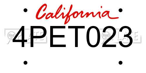 4PET023 California License Plate