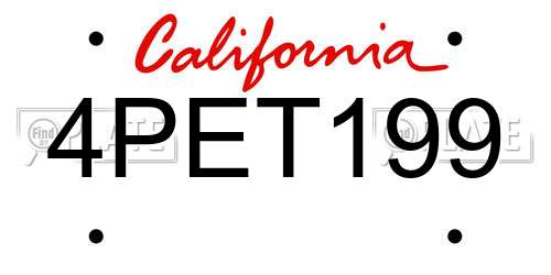 4PET199 California License Plate