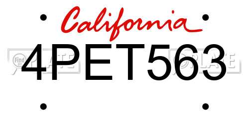 4PET563 California License Plate