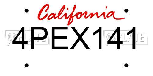 4PEX141 California License Plate