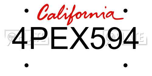 4PEX594 California License Plate