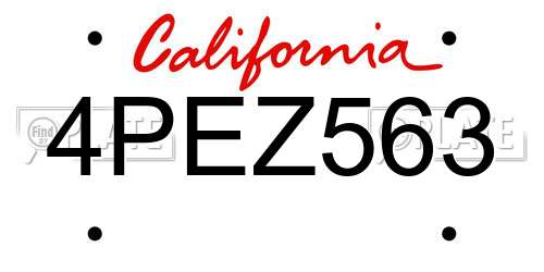 4PEZ563 California License Plate
