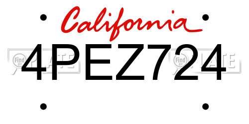 4PEZ724 California License Plate