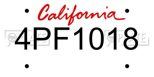 4PF1018 California License Plate