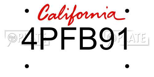 4PFB91 California License Plate