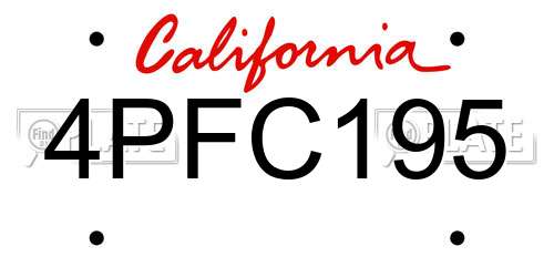 4PFC195 California License Plate