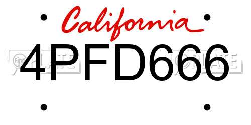 4PFD666 California License Plate