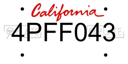 4PFF043 California License Plate