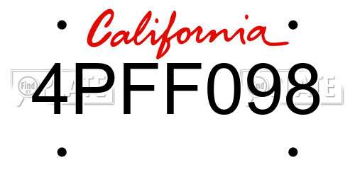 4PFF098 California License Plate