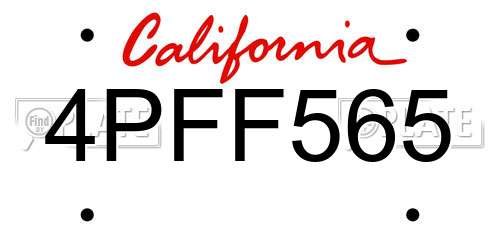 4PFF565 California License Plate