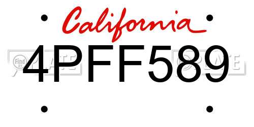 4PFF589 California License Plate