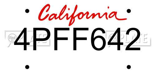 4PFF642 California License Plate