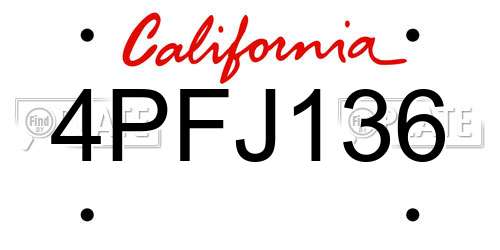 4PFJ136 California License Plate