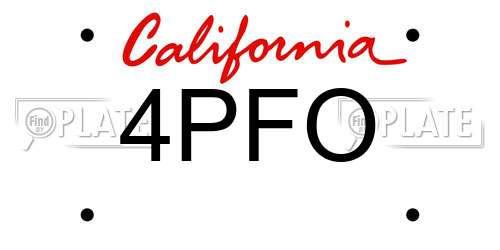 4PFO California License Plate