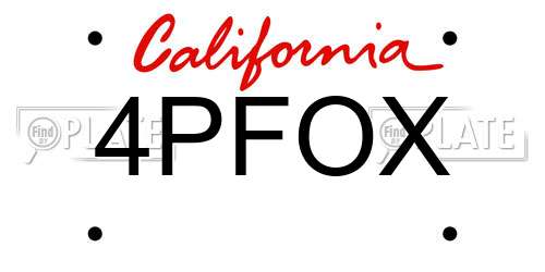 4PFOX California License Plate
