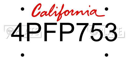 4PFP753 California License Plate