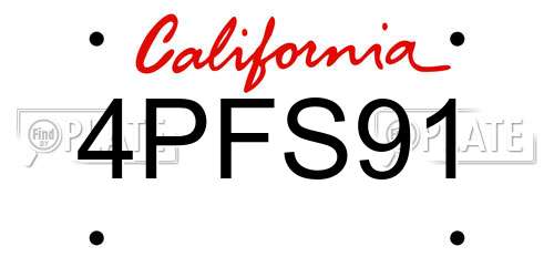 4PFS91 California License Plate