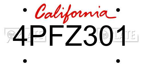 4PFZ301 California License Plate