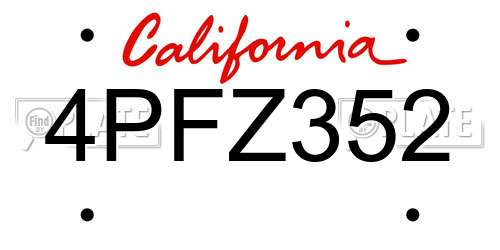 4PFZ352 California License Plate