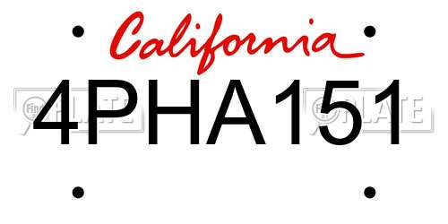 4PHA151 California License Plate