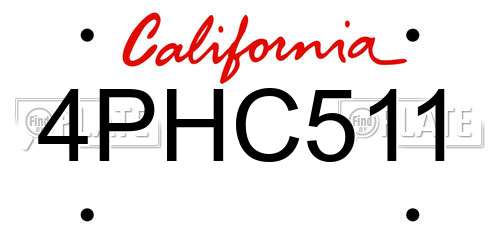 4PHC511 California License Plate