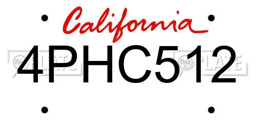 4PHC512 California License Plate