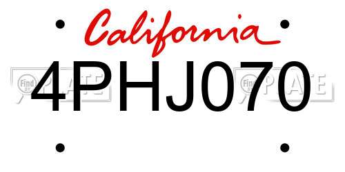 4PHJ070 California License Plate