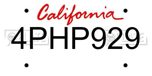 4PHP929 California License Plate