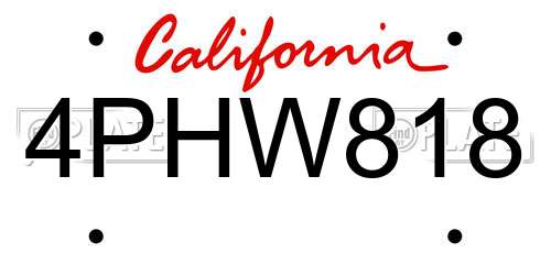 4PHW818 California License Plate