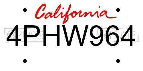 4PHW964 California License Plate