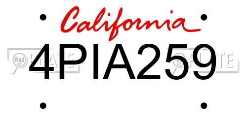 4PIA259 California License Plate