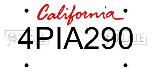 4PIA290 California License Plate