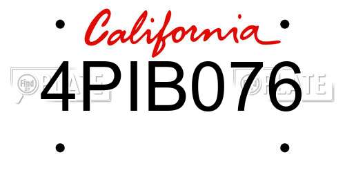 4PIB076 California License Plate