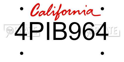 4PIB964 California License Plate