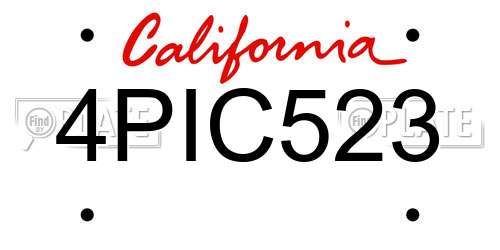 4PIC523 California License Plate