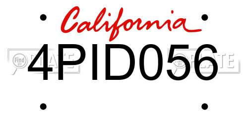 4PID056 California License Plate