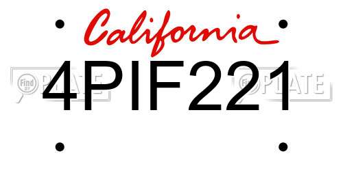 4PIF221 California License Plate