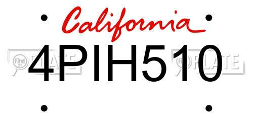4PIH510 California License Plate