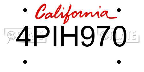 4PIH970 California License Plate