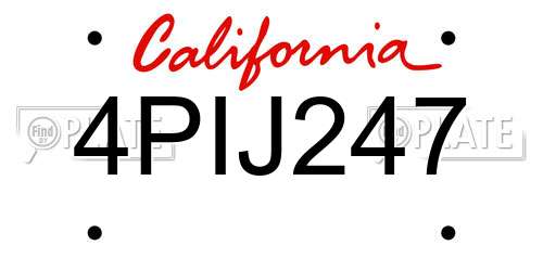 4PIJ247 California License Plate