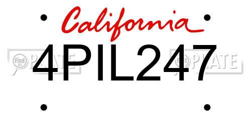 4PIL247 California License Plate