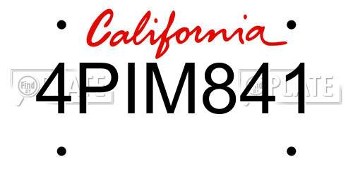 4PIM841 California License Plate
