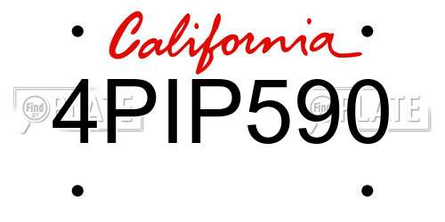 4PIP590 California License Plate