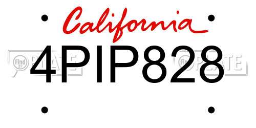 4PIP828 California License Plate