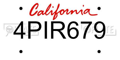 4PIR679 California License Plate
