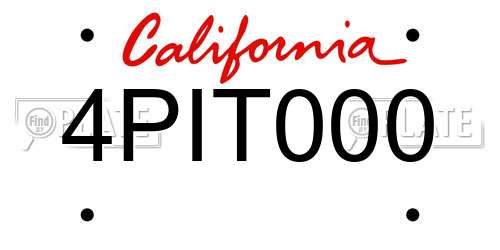 4PIT000 California License Plate