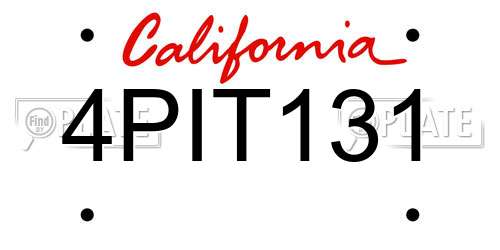 4PIT131 California License Plate