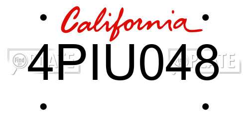 4PIU048 California License Plate